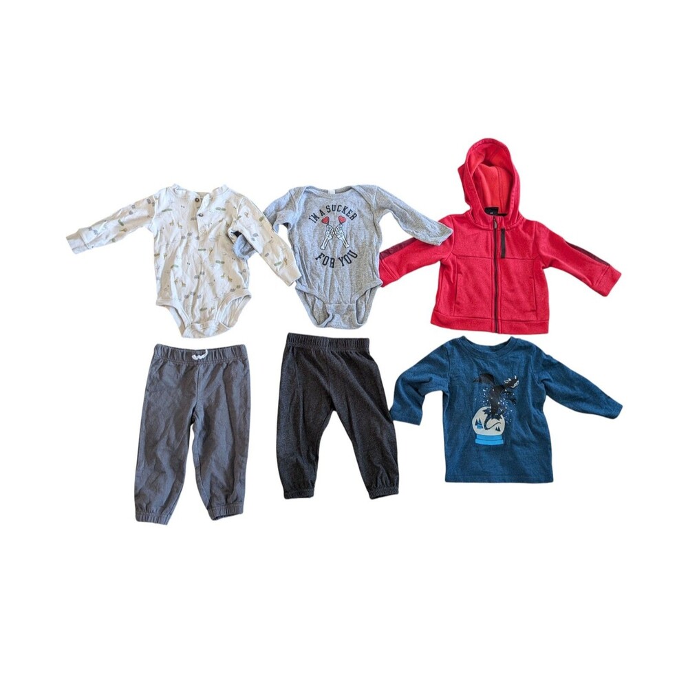 Mixed Lot Baby Boy Clothes 12 Months ~ 6 Pc Outfits Tops  Bottoms